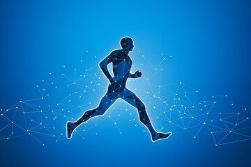 Naklejka premium Digital Running Silhouette with Network Connections