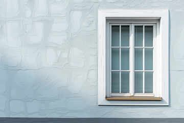 White window with white frame on white wall.