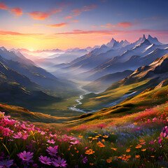 Flower filled Mountain Sunset