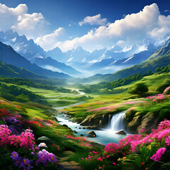 Fototapeta premium Flower filled valley