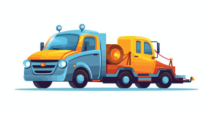 Towing truck transporting a car flat cartoon vector