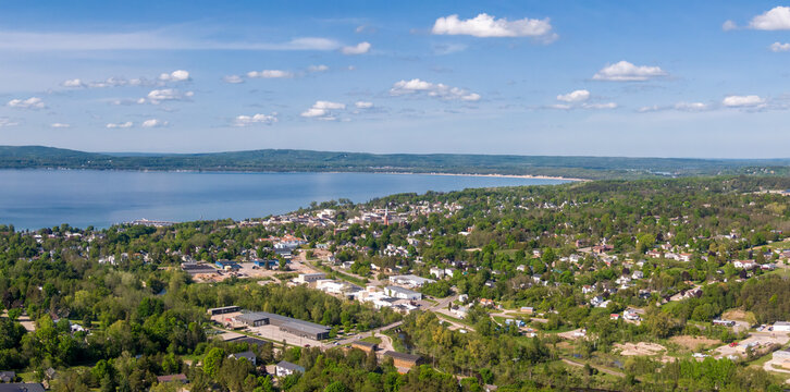Aerial view of Petoskey and Little Traverse Bay, Michigan
