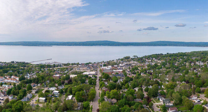 Aerial view of Petoskey and Little Traverse Bay, Michigan