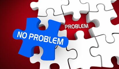 No Problem Puzzle Piece Trouble Issue Solution 3d Illustration
