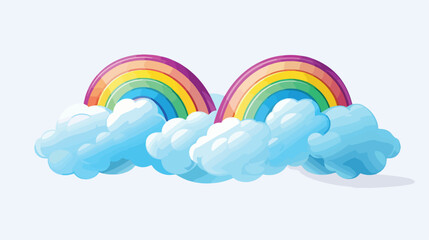 Two clouds connected by rainbow   realistic 