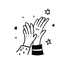 hi five hand, cerebrate doodle decorative, good job