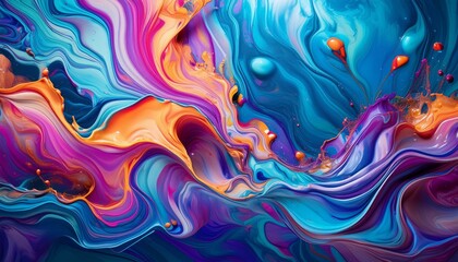 Fototapeta premium Psychedelic colorful fluid abstract splash paint