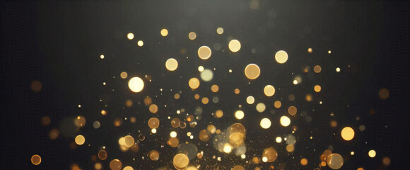 Obraz premium Partículas de brillo dorado fondo abstracto.Bokeh de partículas de brillo de luz dorada de Navidad sobre fondo negro marino. Concepto de vacaciones. Fondo abstracto con partículas de oro. 