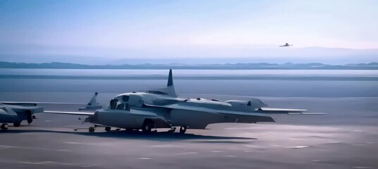 A fighter jet is parked in a hangar, ready for maintenance. The hangar is part of a larger manufacturing plant, which also includes a workshop