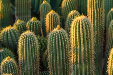 Cactus Background. Stunning Saguaro Cactus at Sunset in Arizona Desert Landscape