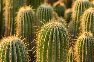 Cactus Background. Arizona National Park Landscape with Saguaro Cactus in Desert