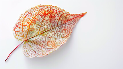 colored leaves on white background. the veins of a leaf.