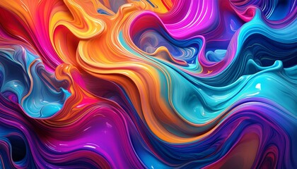 Obraz premium Psychedelic colorful fluid abstract splash paint