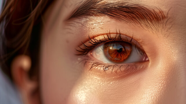 close up shot from side ankle of brown eyes of Asian