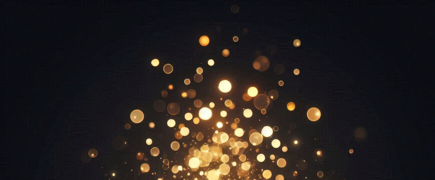 Part&iacute;culas de brillo dorado fondo abstracto.Bokeh de part&iacute;culas de brillo de luz dorada de Navidad sobre fondo negro marino. Concepto de vacaciones. Fondo abstracto con part&iacute;culas de oro.	