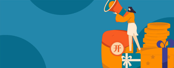 Holiday shopping people doing e-commerce online shopping flat vector concept operation hand drawn illustration
