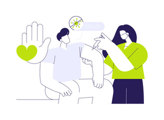 Clinical trial on volunteers abstract concept vector illustration.