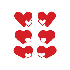 Love icon set, in flat style with background.