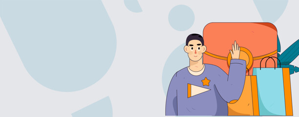 Holiday shopping people doing e-commerce online shopping flat vector concept operation hand drawn illustration
