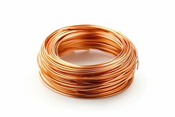 Fototapeta premium copper wire roll, isolated on white