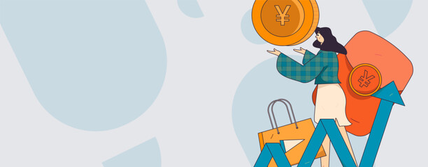 Holiday shopping people doing e-commerce online shopping flat vector concept operation hand drawn illustration
