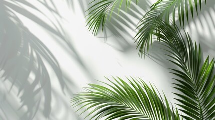 Palm leaf silhouettes on grey background, Tropical beach minimal concept, Summer travel theme, Ad banner with copy space, generative ai