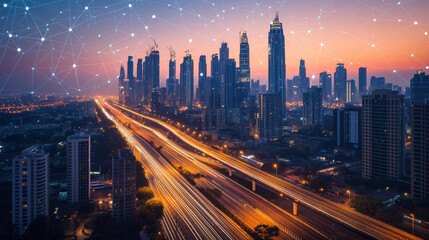 Fototapeta premium Smart Cities - Cities with integrated smart technologies everywhere.