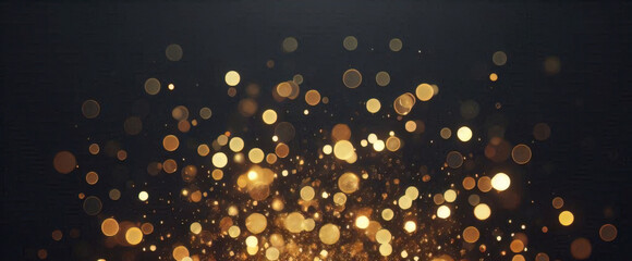 Obraz premium Partículas de brillo dorado fondo abstracto.Bokeh de partículas de brillo de luz dorada de Navidad sobre fondo negro marino. Concepto de vacaciones. Fondo abstracto con partículas de oro. 