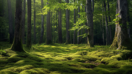green forest in the morning