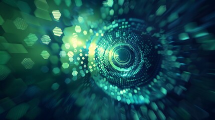 Fototapeta premium Digital hexagon abstract background. 