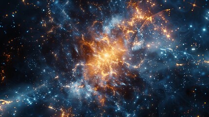 In the vast expanse of the universe the dark matter web serves as a guide leading galaxies along its invisible paths.