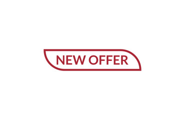 New offer red ribbon label banner. Open available now sign or New offer tag.