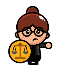 illustration of a female lawyer with a shield of justice