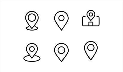 location icon set. editable stroke outline icons set. vector illustration.