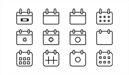 calendar icons set. editable stroke outline icons set. vector illustration.