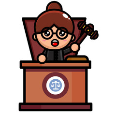 illustration of a lawyer in court with a court gavel
