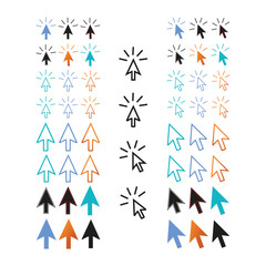 Computer mouse click cursor icon set in flat style with background.
