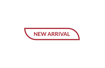 New arrival red ribbon label banner. Open available now sign or New arrival tag.