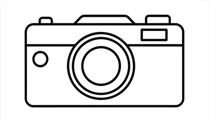 vector illustration of a camera. editable stroke outline icons set. vector illustration.