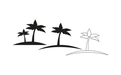 Obraz premium Coconut tree icon, palm tree vector silhouette with black and white