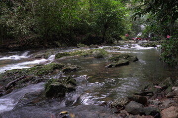 Waterfall in the virgin forest at Banding Lake National Park, Perak, Malaysia.