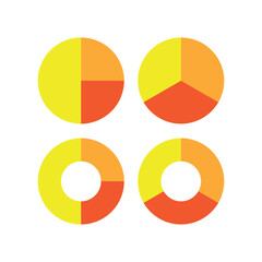 Obraz premium Pie chart icon set flat vector illustration.