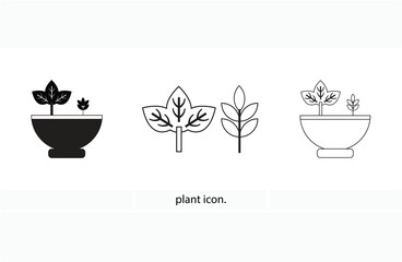 Plant icon. Light, Regular And Bold style design isolated on white background