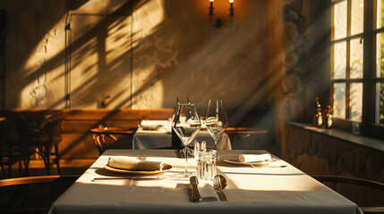 table setting in a restaurant