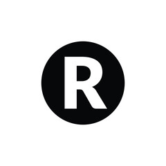 Registered Trademark symbol , isolated black vector illustration.