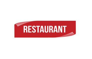 Red banner Restaurant on white background.