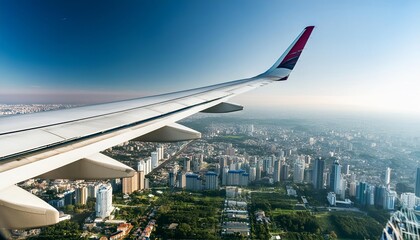 a commercial airplane wing seen from a passenger window