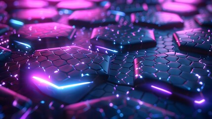 Fototapeta premium Digital hexagon abstract background. 