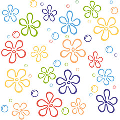 Pattern of Flowers, Underwater Flowers, Background of Underwater Ocean, Seamless Floral Background, Underwater Seaweed