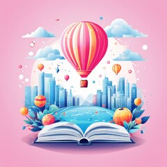 Bright office folders and different stationery isolated on white